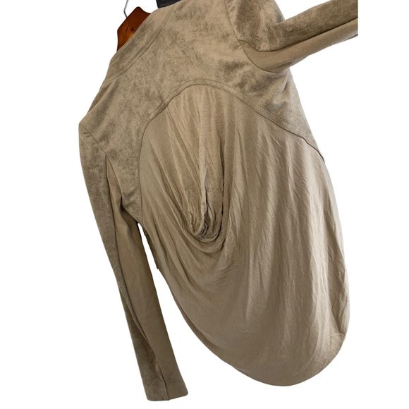 BCBG Maxazria Norton Crop Jacket Faux Suede Small Khaki Stretch $198 6756 NWT - Picture 13 of 14